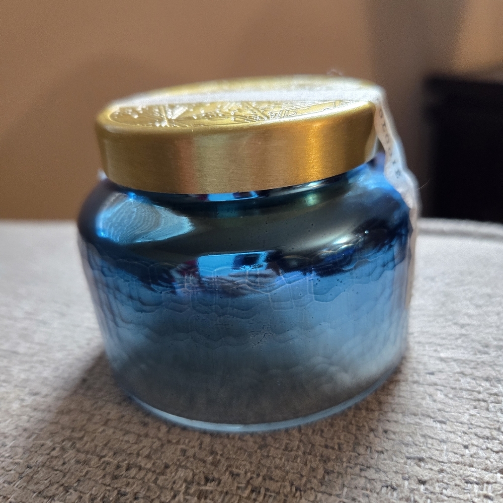 Anthropologie volcano candle Capri blue